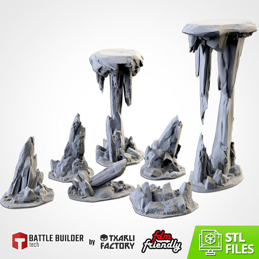 ROCKY TERRAIN Modular Wargaming Scatter Terrain by Txarli Factory for Tabletop Wargames