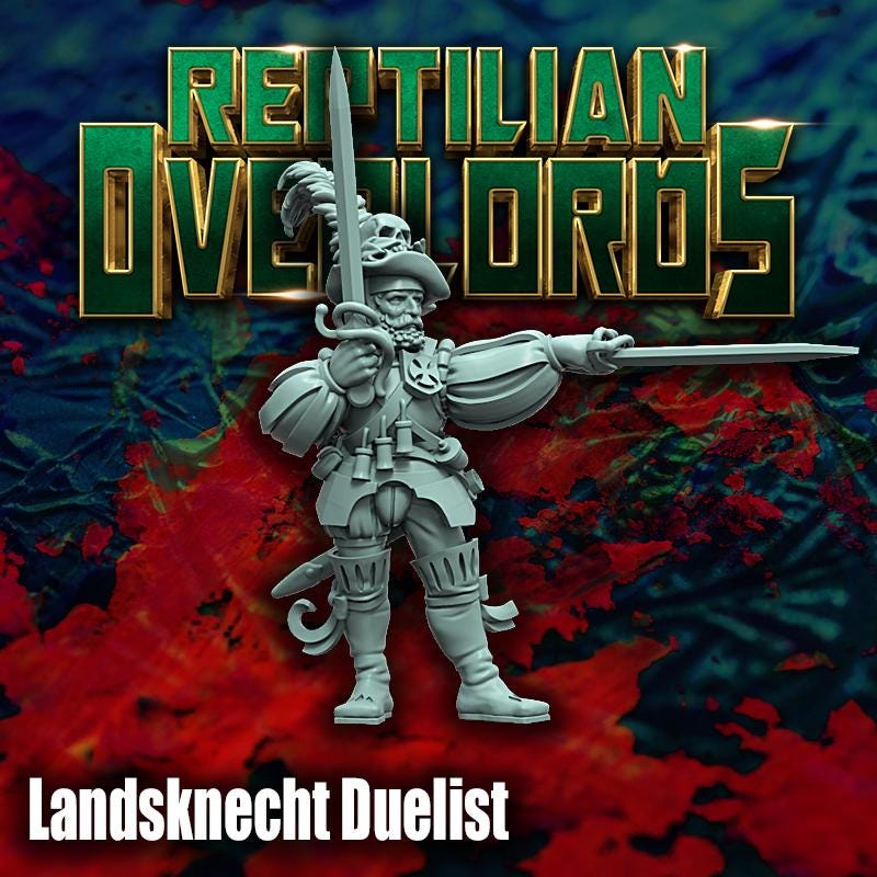 Landsknecht Duelist by Reptilian Overlords, Fantasy Wargames Empire Marshal, Fantasy Wargames Empire Captain