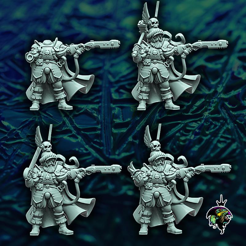 Lazknecht Commander, Space Castellan Proxy, Sci-Fi Wargames Miniatures by Reptilian Overlords, Grimdark Guardsmen Character