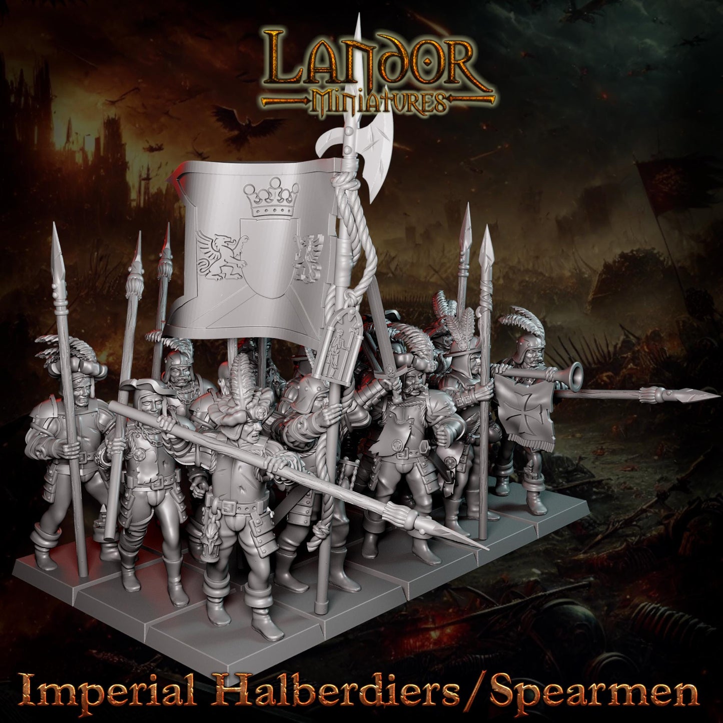 Imperial Halberdiers / Spearmen, Modular Empire miniatures by Landor Miniatures! Empire for Fantasy Wargames