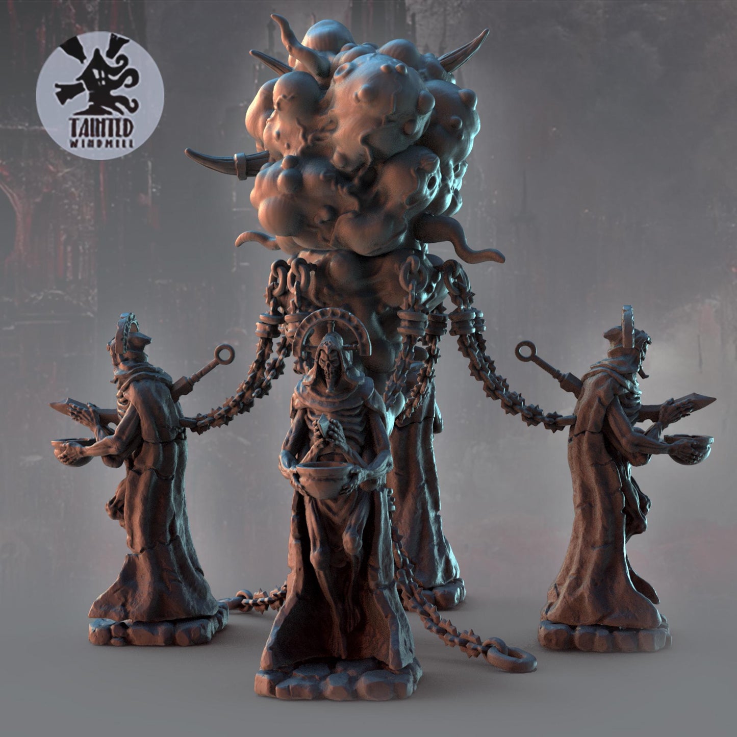 Sealed Cursed Flesh, Chaotic Daemonic Terrain Feature Sculpted by Tainted Windmill for Wargames set in the Grimdark Future