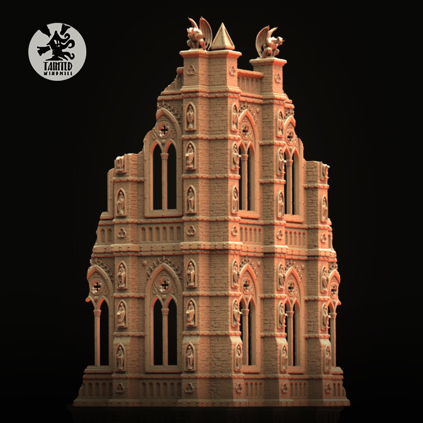 Gothic Cathedral Ruins , Imperial Cathedral Terrain Sculpted by Tainted Windmill for Wargames set in the Grimdark Future