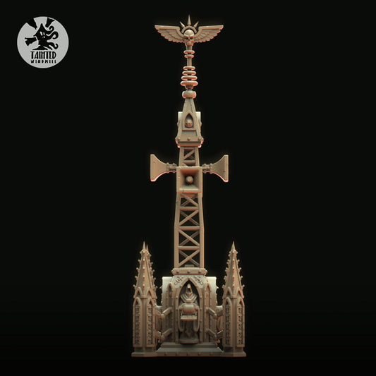 Diffusor Gothic Antenna, Imperial Industrial Terrain Features Sculpted by Tainted Windmill for Wargames set in the Grimdark Future