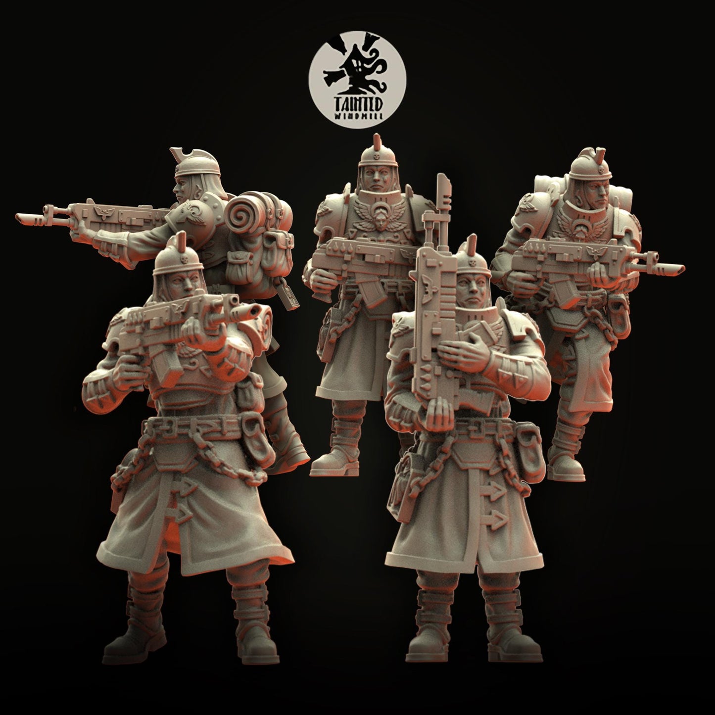 Templar Guards Janissaries, Imperial Guardsmen Sculpted by Tainted Windmill for Wargames set in the Grimdark Future