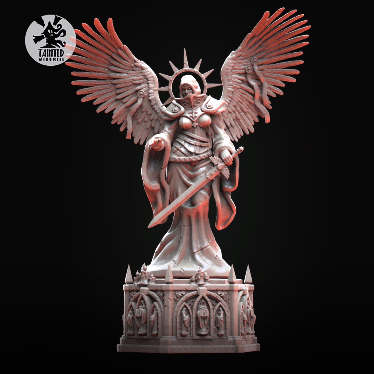 Saint Statue and Infected Saint Statue, Imperial Cathedral Statues Sculpted by Tainted Windmill for Wargames set in the Grimdark Future