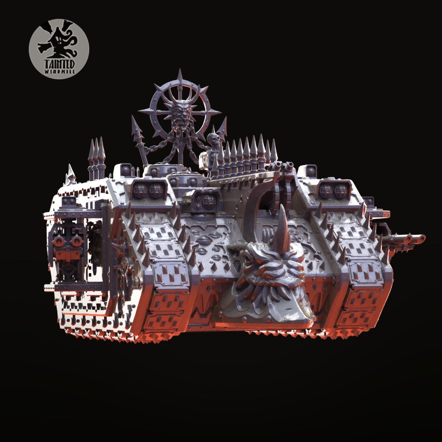 Chaos Heavy Transport Vehicle, Chaos Space Marine Transport Vehicle Sculpted by Tainted Windmill for Wargames set in the Grimdark Future