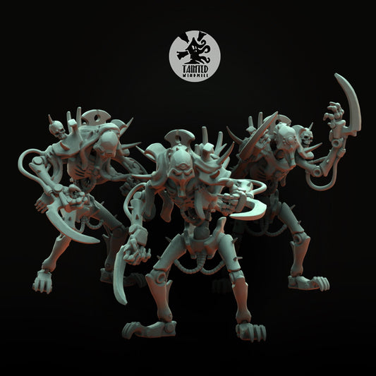 Flayed Automatons with Masks, Ancient Space Automaton Soldiers Sculpted by Tainted Windmill for Wargames set in the Grimdark Future