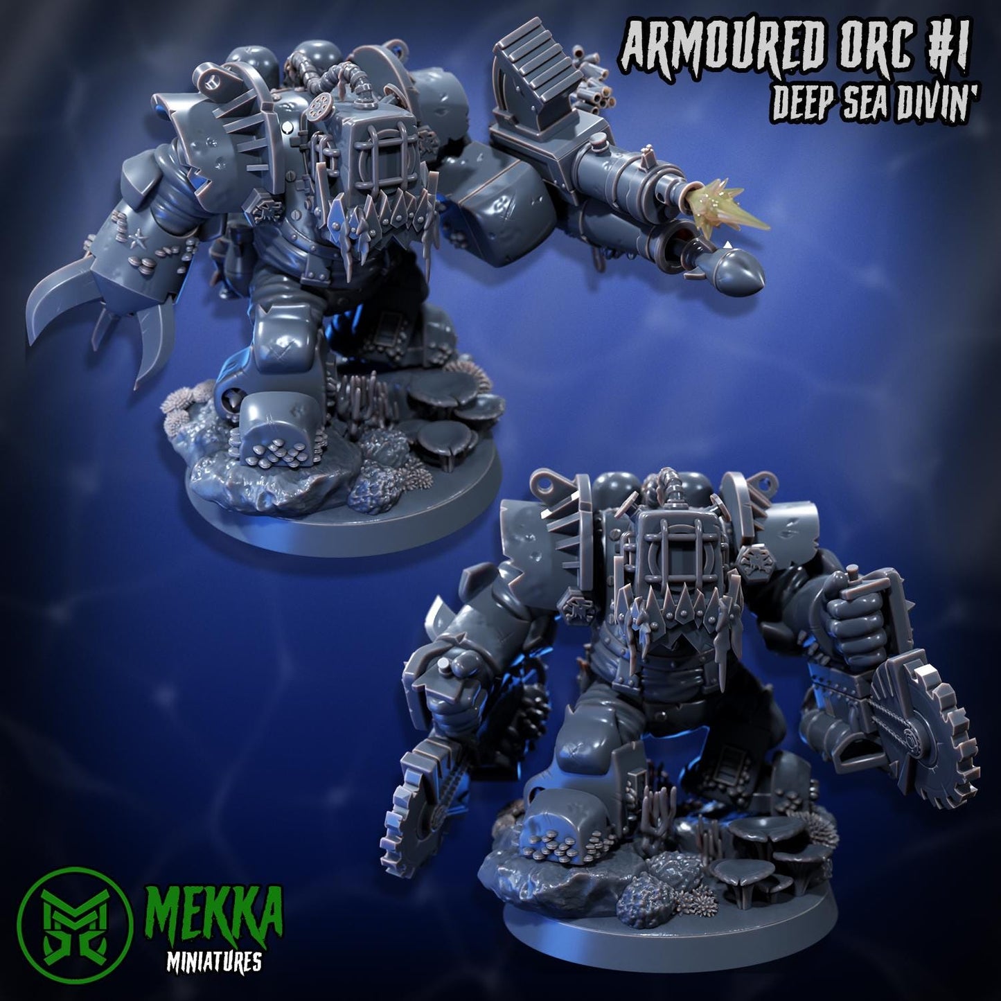 Armoured Ork Set, Space-Faring Orkish Menace Sculpted by Mekka Miniatures, Grimdark Compatible, Scaled for Sci-Fi Miniature Wargames