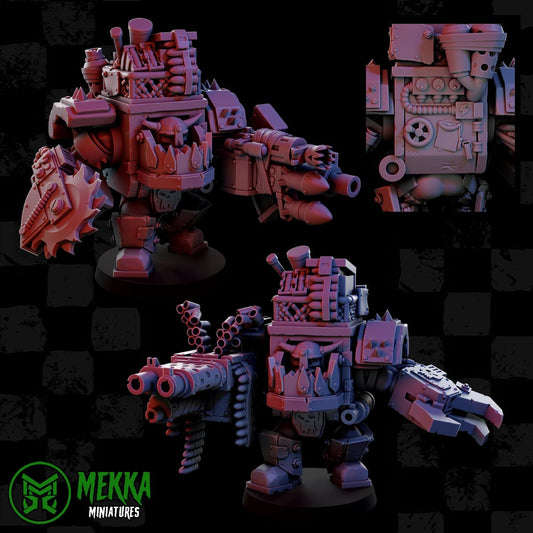 Armoured Orks Set 2, Space-Faring Orkish Menace Sculpted by Mekka Miniatures, Grimdark Compatible, Scaled for Sci-Fi Miniature Wargames