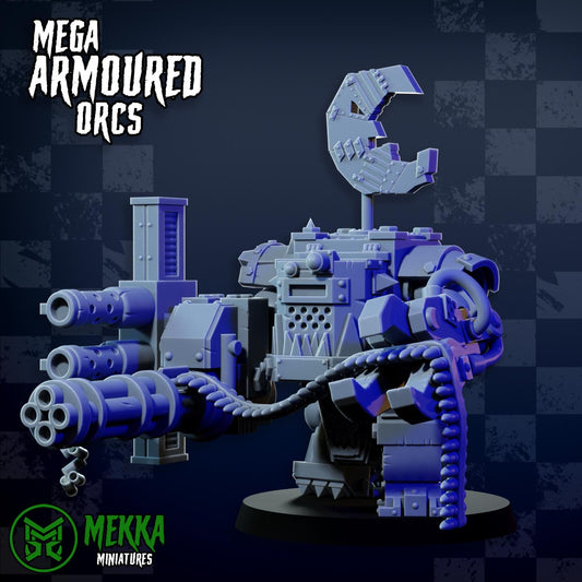 Mega Armoured Orcs, Space-Faring Orkish Menace Sculpted by Mekka Miniatures, Grimdark Compatible, Scaled for Sci-Fi Miniature Wargames