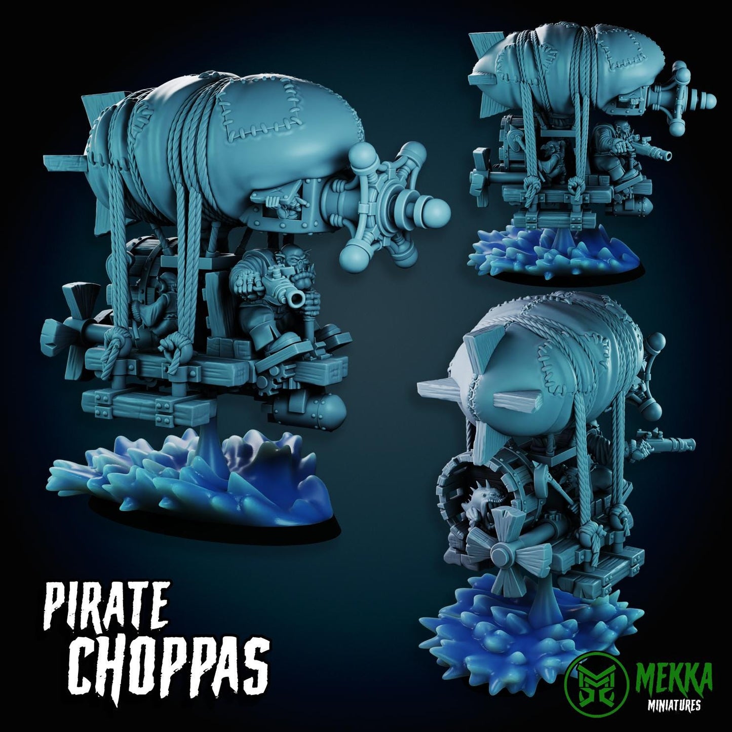 Pirate Choppas, Space-Faring Orkish Menace Sculpted by Mekka Miniatures, Grimdark Compatible, Scaled for Sci-Fi Miniature Wargames