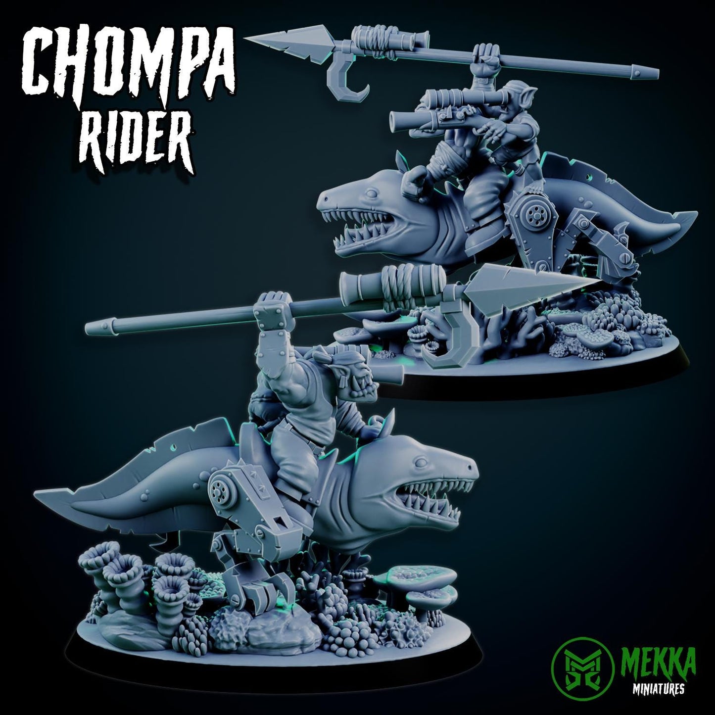 Chompa Riders, Space-Faring Orkish Menace Sculpted by Mekka Miniatures, Grimdark Compatible, Scaled for Sci-Fi Miniature Wargames