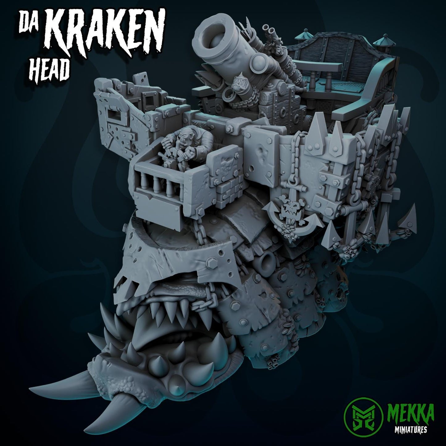 Armoured Giant Kraken, Space-Faring Orkish Menace Sculpted by Mekka Miniatures, Grimdark Compatible, Scaled for Sci-Fi Miniature Wargames