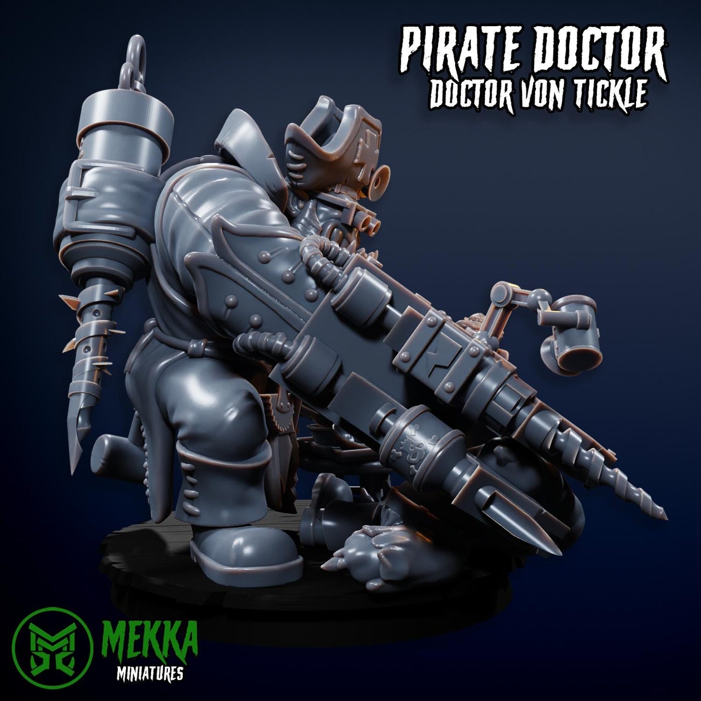 Pirate Doctor, Space-Faring Orkish Menace Sculpted by Mekka Miniatures, Grimdark Compatible, Scaled for Sci-Fi Miniature Wargames