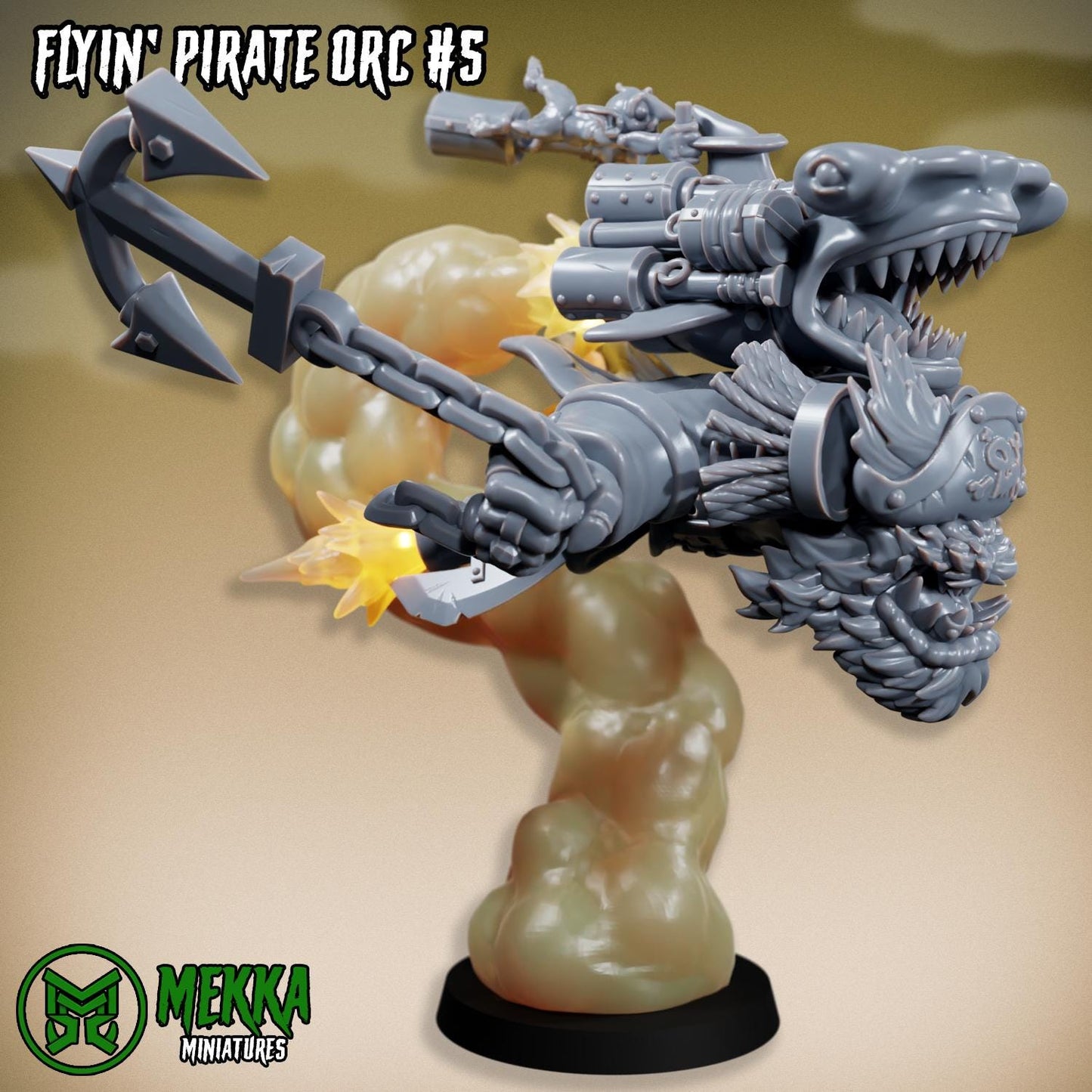Flyin Orc Pirates, Space-Faring Orkish Menace Sculpted by Mekka Miniatures, Grimdark Compatible, Scaled for Sci-Fi Miniature Wargames