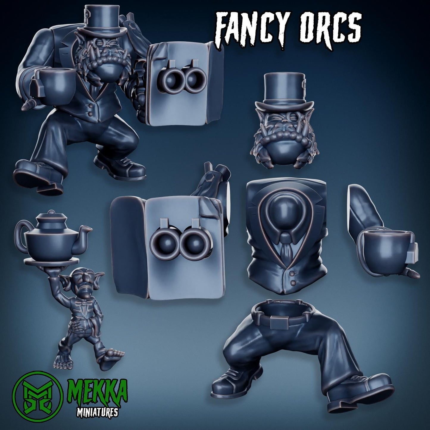 Fancy Orcs, Space-Faring Orkish Menace Sculpted by Mekka Miniatures, Grimdark Compatible, Scaled for Sci-Fi Miniature Wargames