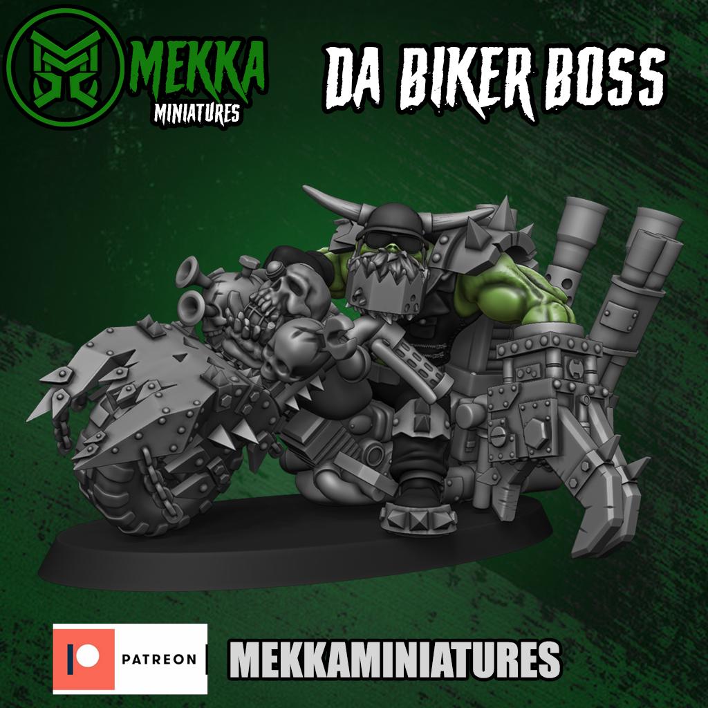 Orc Biker Set, Space-Faring Orkish Menace Sculpted by Mekka Miniatures, Grimdark Compatible, Scaled for Sci-Fi Miniature Wargames