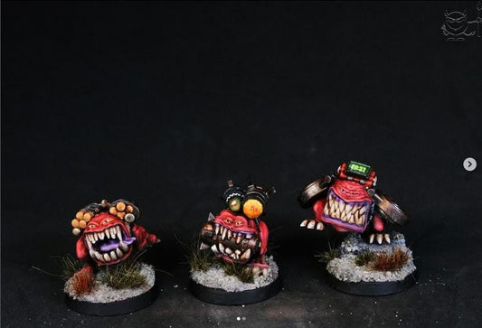 Bomb Chompas, Space-Faring Orkish Menace Sculpted by Mekka Miniatures, Grimdark Compatible, Scaled for Sci-Fi Miniature Wargames