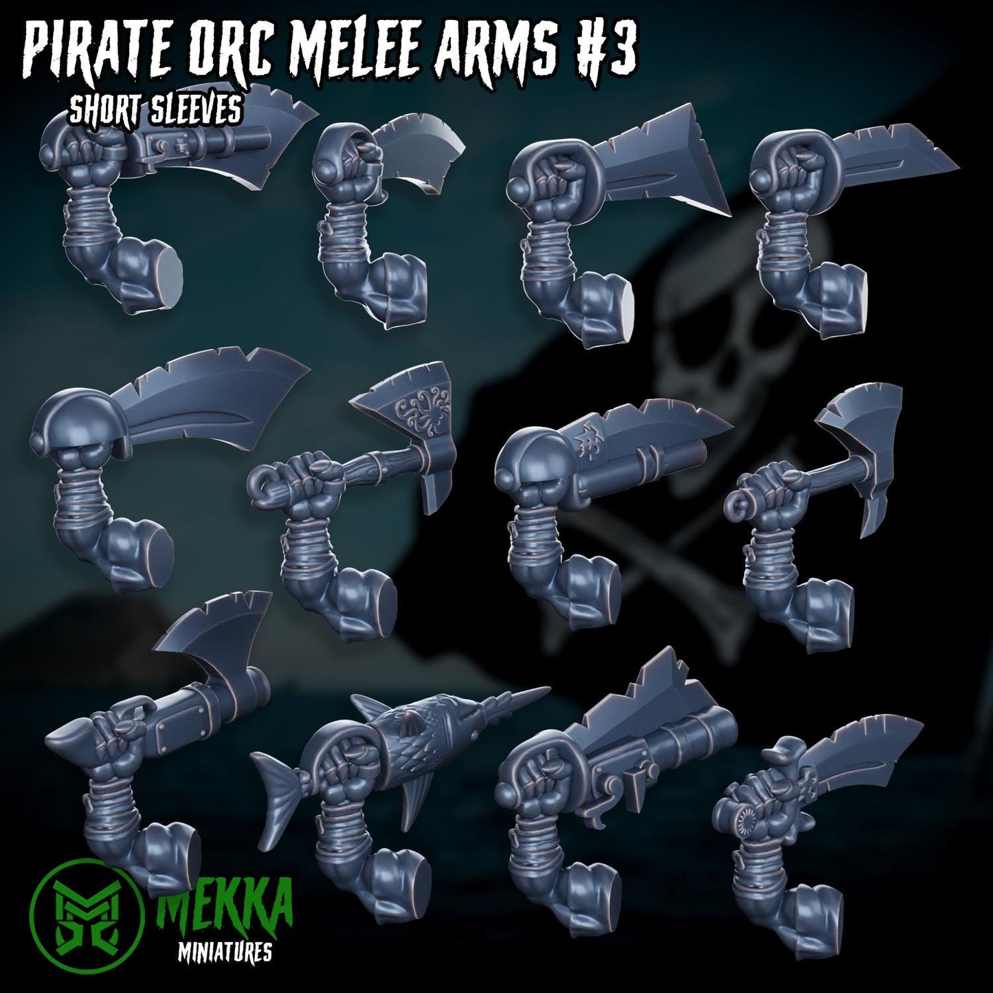 Pirate Ork Sword Hands! Space-Faring Orkish Menace Sculpted by Mekka Miniatures, Grimdark Compatible, Scaled for Sci-Fi Miniature Wargames
