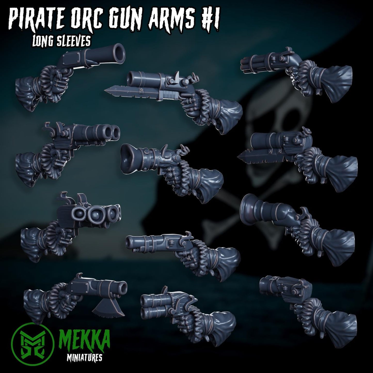 Pirate Ork Gun Hands! Space-Faring Orkish Menace Sculpted by Mekka Miniatures, Grimdark Compatible, Scaled for Sci-Fi Miniature Wargames