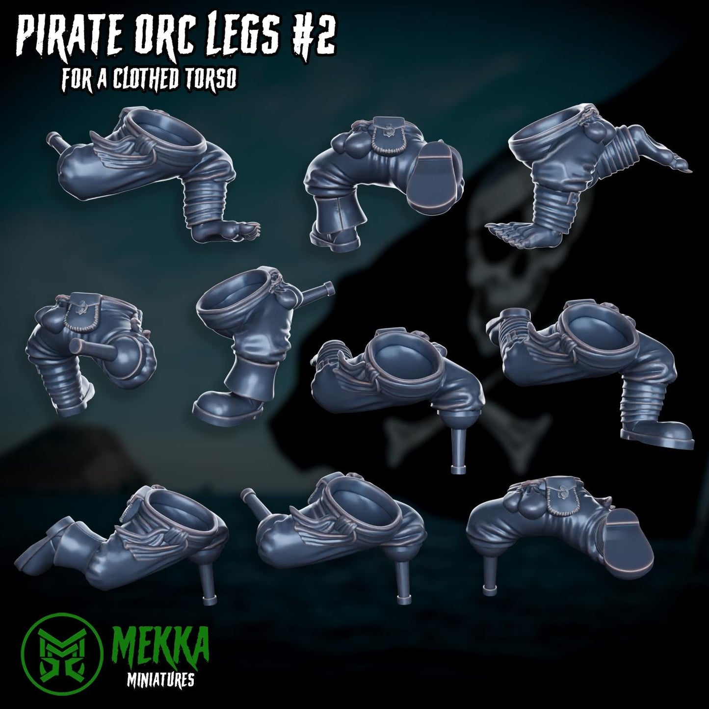 Pirate Ork Legs! Space-Faring Orkish Menace Sculpted by Mekka Miniatures, Grimdark Compatible, Scaled for Sci-Fi Miniature Wargames