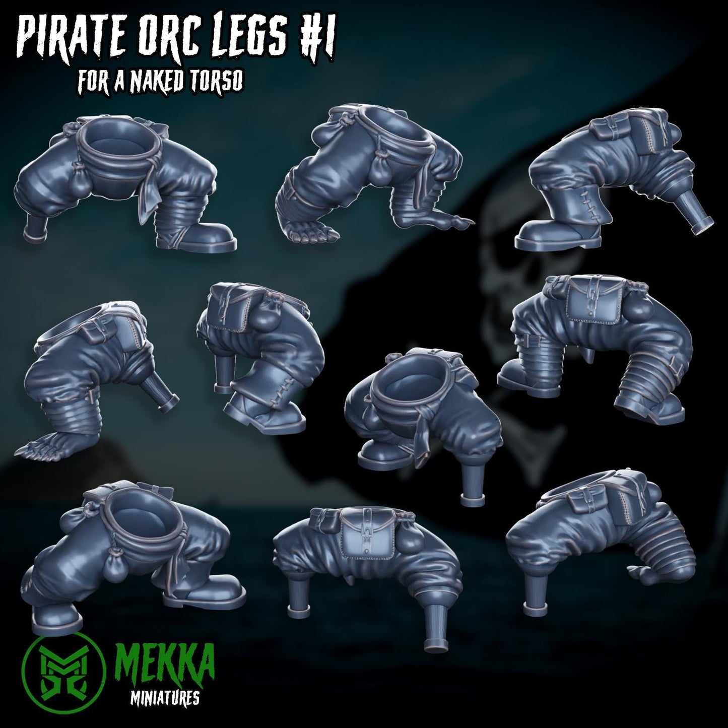 Pirate Ork Legs! Space-Faring Orkish Menace Sculpted by Mekka Miniatures, Grimdark Compatible, Scaled for Sci-Fi Miniature Wargames