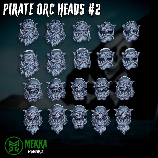 Pirate Ork Heads! Space-Faring Orkish Menace Sculpted by Mekka Miniatures, Grimdark Compatible, Scaled for Sci-Fi Miniature Wargames