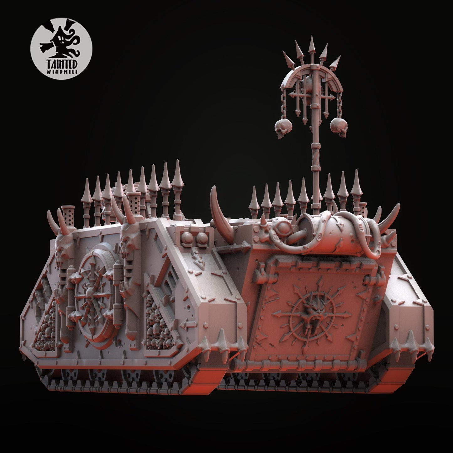 Marauder Transport Vehicle, Chaos Space Marine Transport Vehicle Sculpted by Tainted Windmill for Wargames set in the Grimdark Future