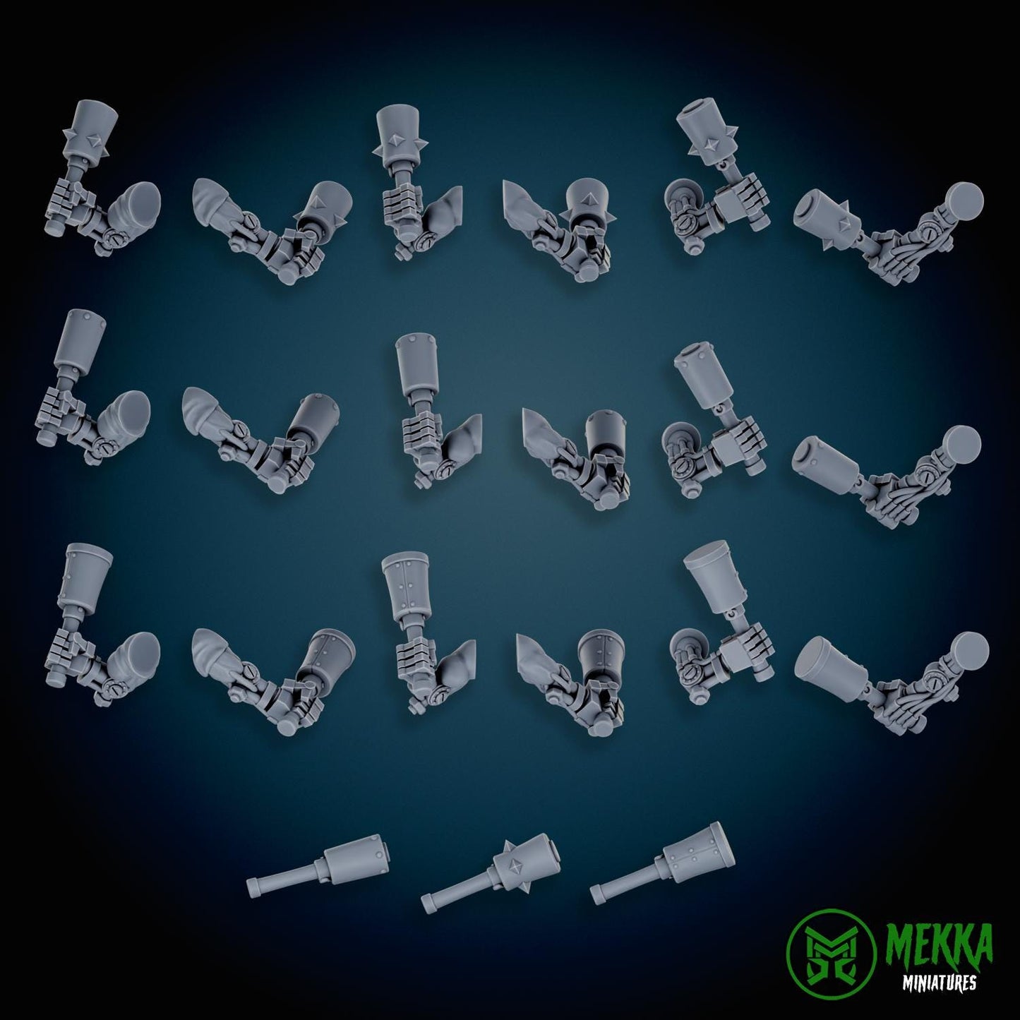 Modular Bionic Cybork Melee set! Space-Faring Orkish Menace Sculpted by Mekka Miniatures, Grimdark Compatible, Scaled for Sci-Fi Wargames