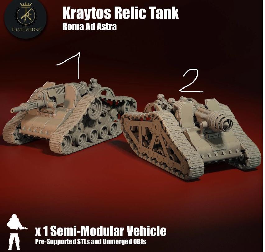 Kraytos Relic Tank, Modular Sci-Fi Vehicle by ThatEvilOne, Sci-Fi Wargames Proxy, Imperial heretic Auxilia Army