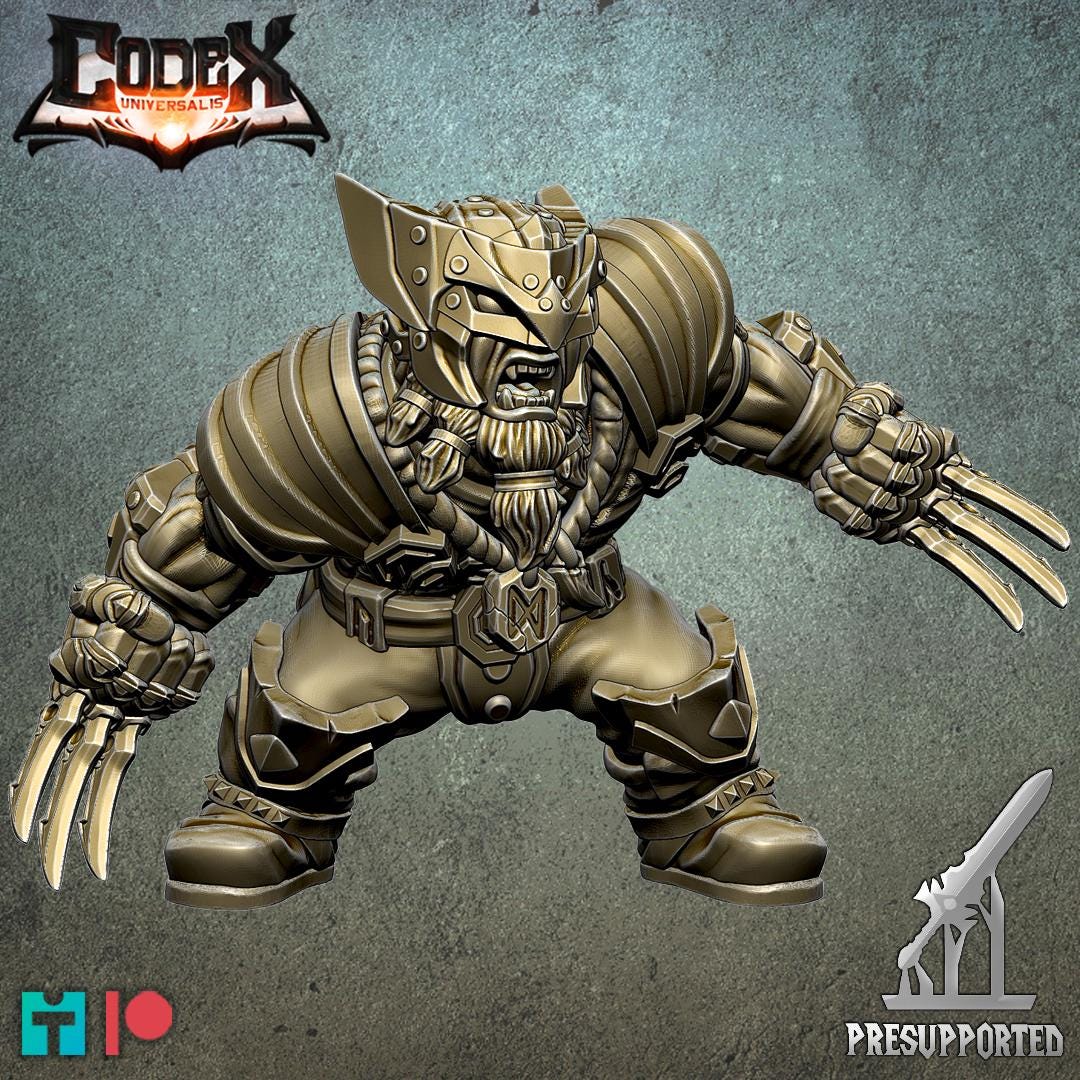Dwogan Mithrilclaw, Dwarven Fighter Heroic Miniature for Tabletop Roleplaying games by Codex Universalis