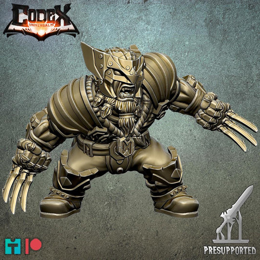 Dwogan Mithrilclaw, Dwarven Fighter Heroic Miniature for Tabletop Roleplaying games by Codex Universalis