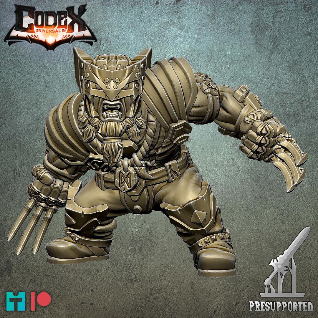 Dwogan Mithrilclaw, Dwarven Fighter Heroic Miniature for Tabletop Roleplaying games by Codex Universalis
