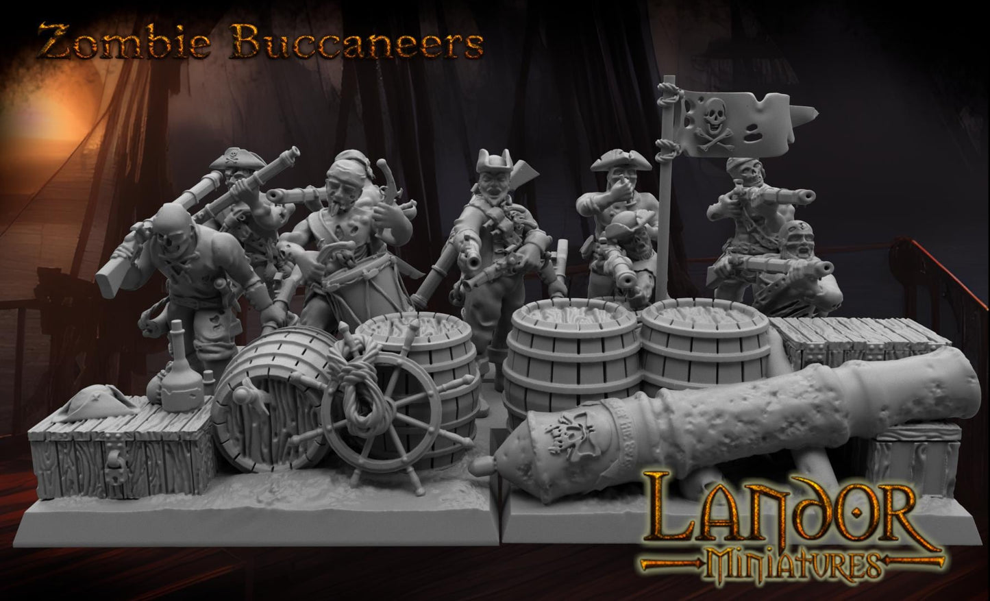 Zombie Buccaneers, Modular Undead Swashbucklers by Landor Miniatures! Vampire Coast for Fantasy Wargames