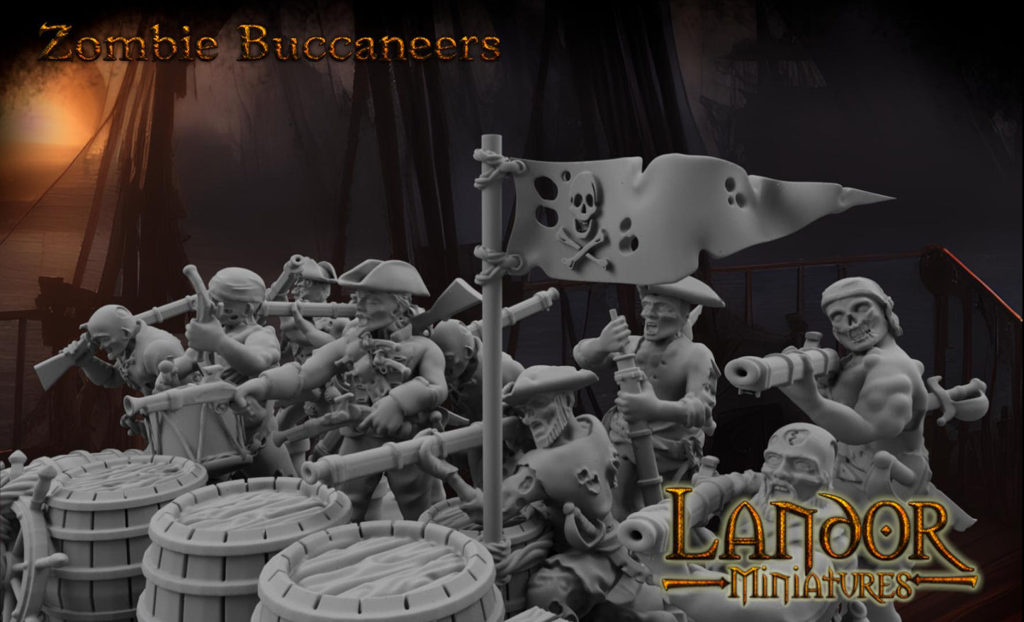 Zombie Buccaneers, Modular Undead Swashbucklers by Landor Miniatures! Vampire Coast for Fantasy Wargames