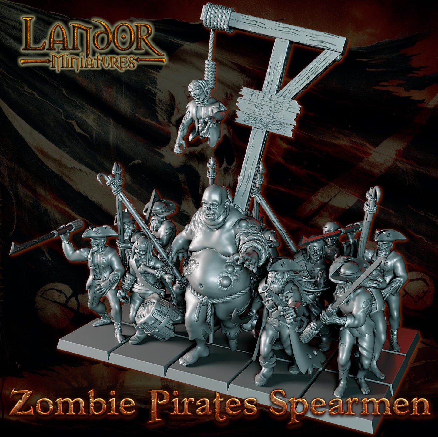 Zombie Pirate Spearmen, Modular Undead Swashbucklers by Landor Miniatures! Vampire Coast for Fantasy Wargames