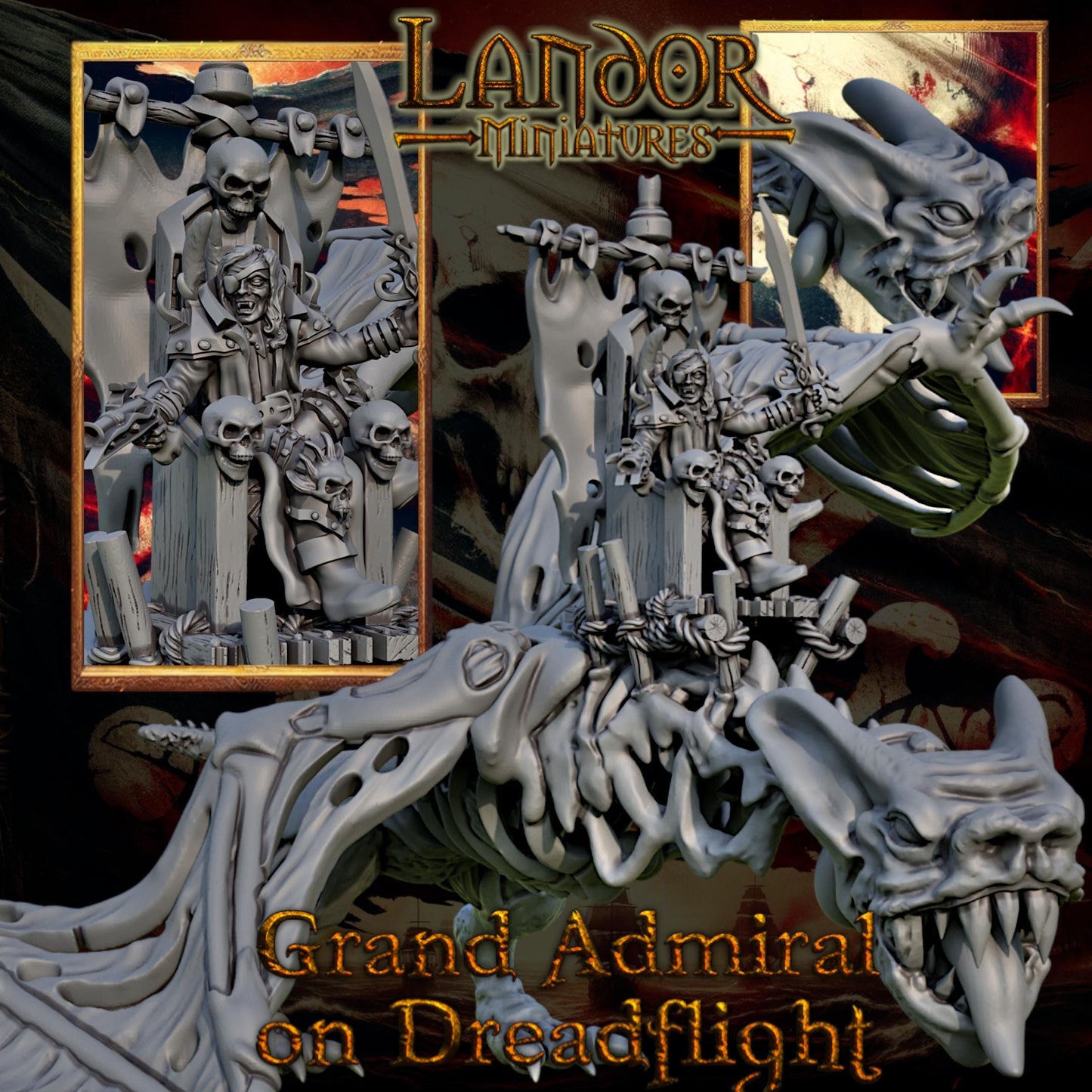 Grand Admiral on Dreadflight, Modular Undead Colossus by Landor Miniatures! Vampire Coast for Fantasy Wargames