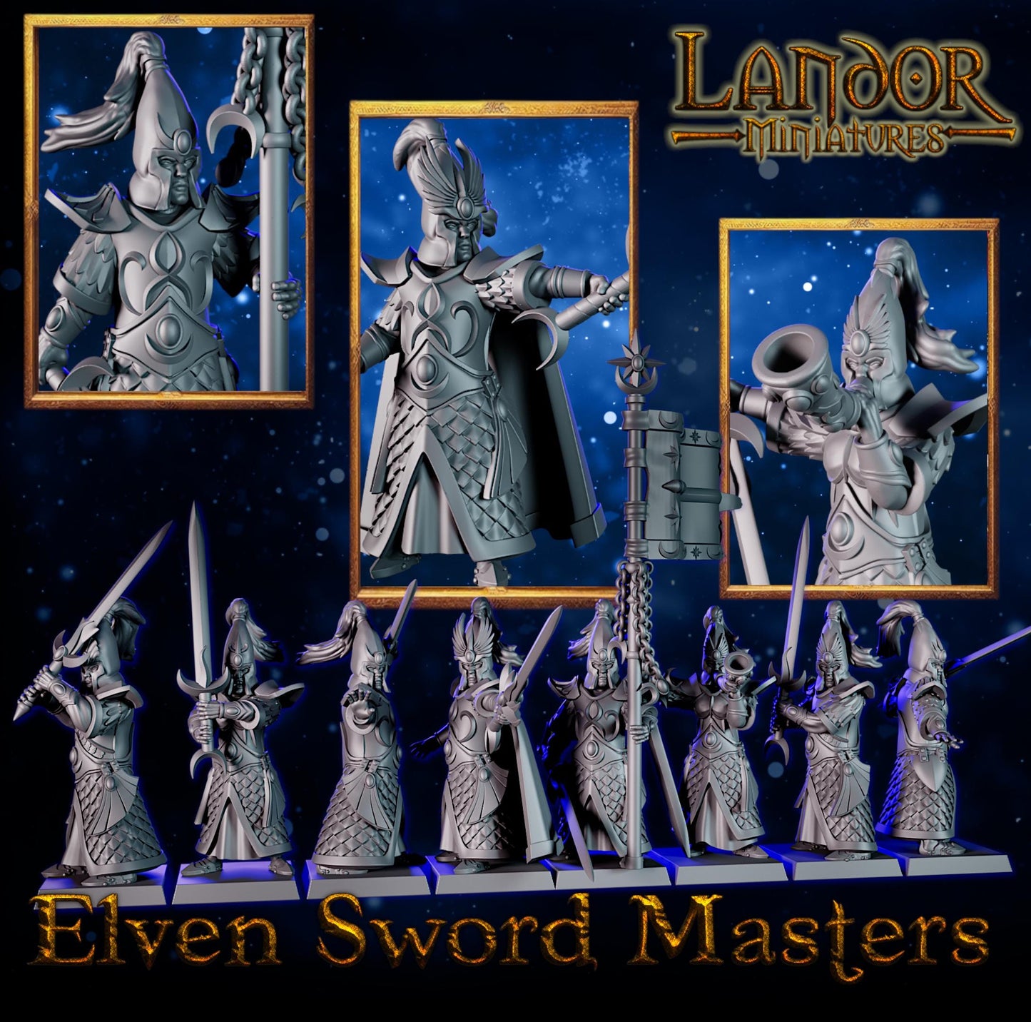Elven Sword Masters, Modular High Elven miniatures by Landor Miniatures! High Elves for Fantasy Wargames