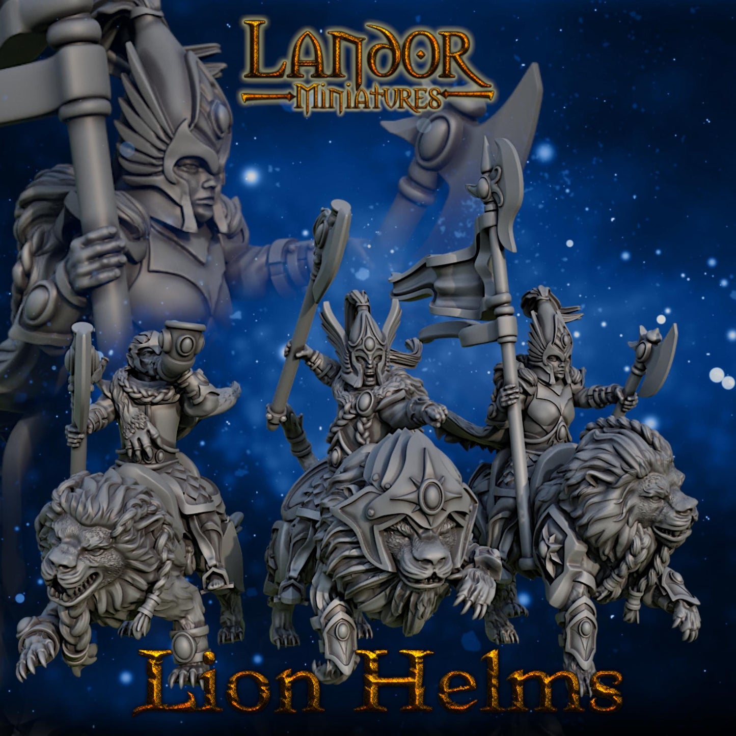 Lion Helms Lion Riders, Modular High Elven miniatures by Landor Miniatures! High Elves for Fantasy Wargames