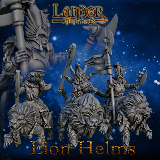 Lion Helms Lion Riders, Modular High Elven miniatures by Landor Miniatures! High Elves for Fantasy Wargames