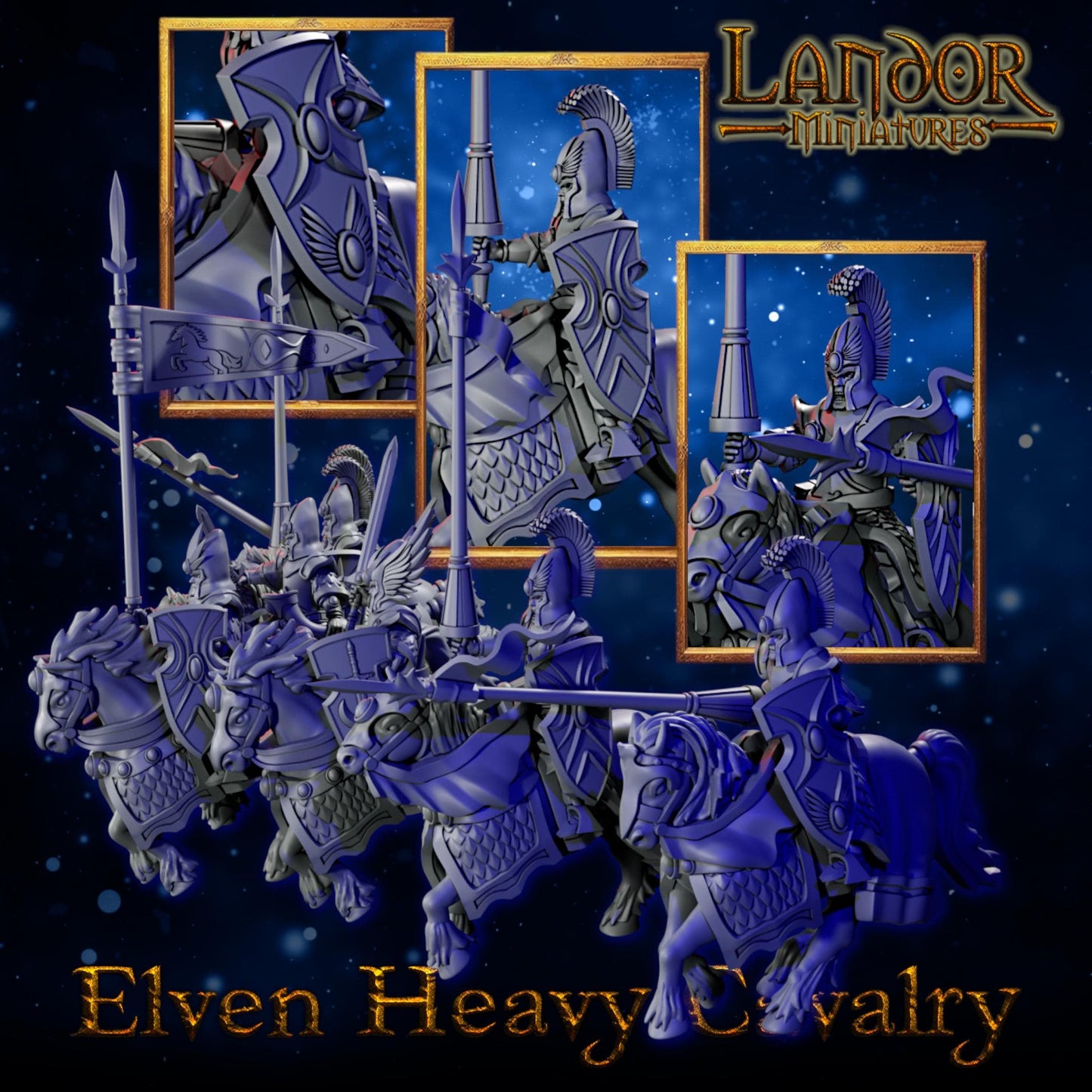 Elven Heavy Cavalry, Modular High Elven miniatures by Landor Miniatures! High Elves for Fantasy Wargames