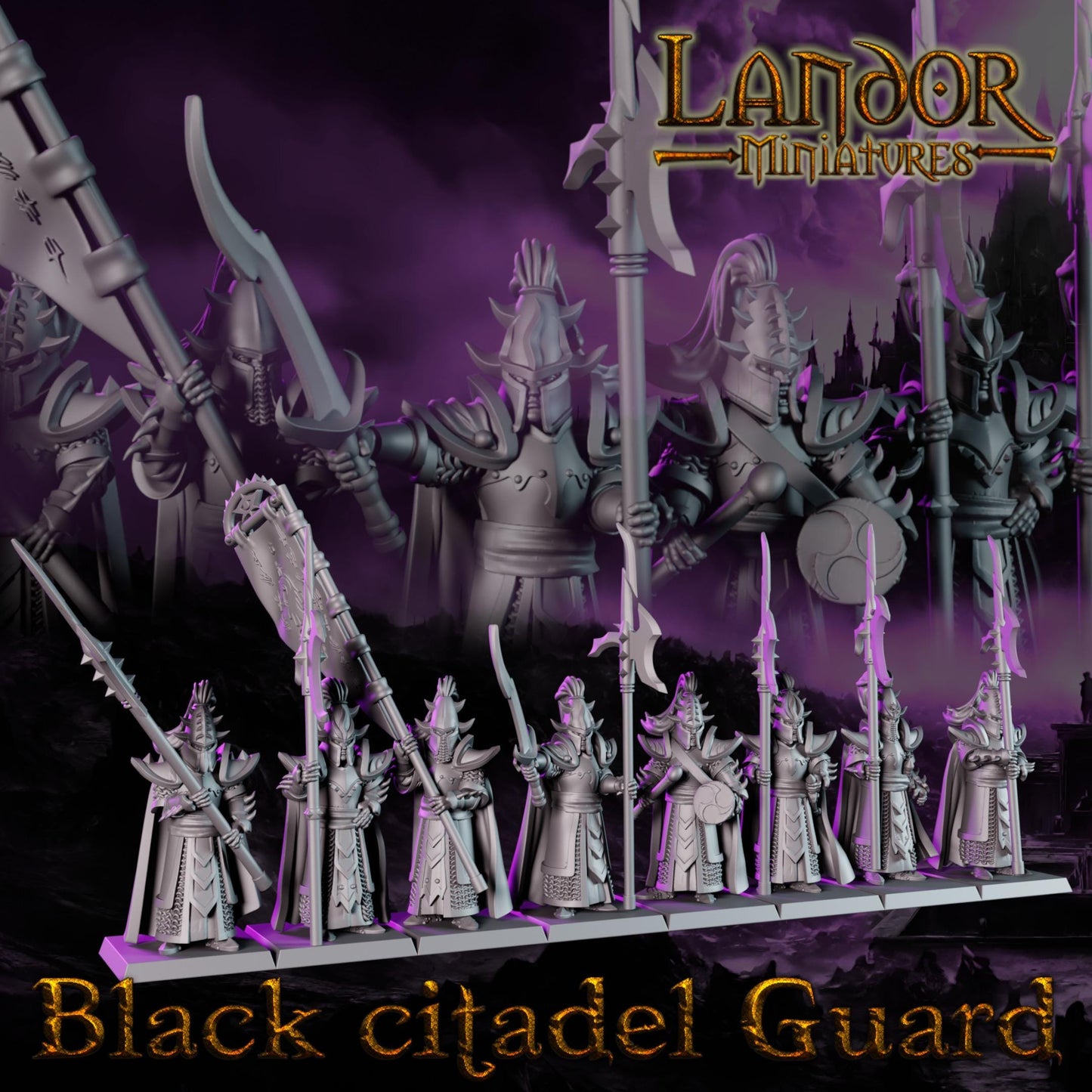 Dark Elf Black Citadel Guard, Modular Dark Elven miniatures by Landor Miniatures! Dark Elves for Fantasy Wargames