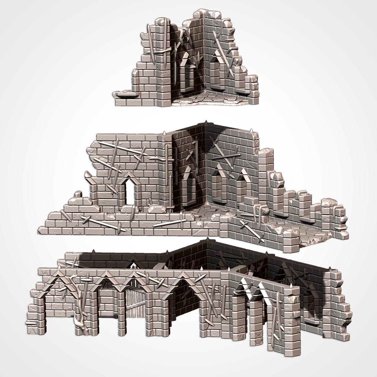 Modular CURSED FORTRESS by Txarli Factory Fantasy Terrain Ruined Castle Set, Perfect for Tabletop Wargames
