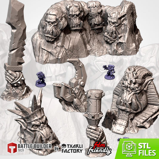 Modular ORCISH MONUMENTS Txarli Factor Terrain Monument Set, Perfect for Tabletop Wargames