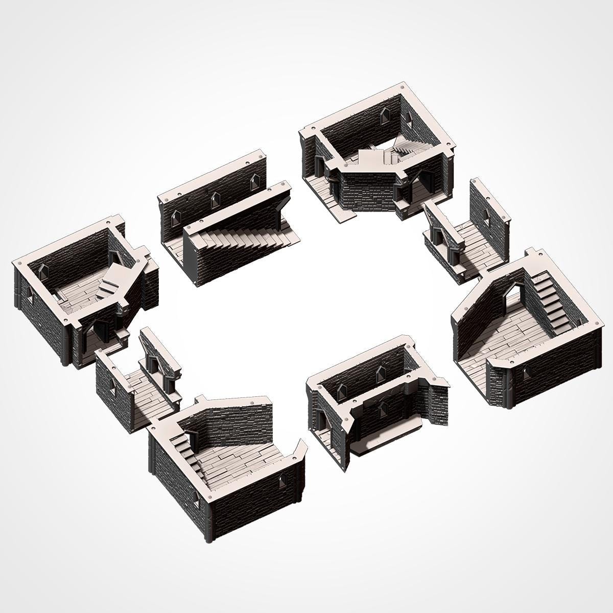 Modular CASTLE / STRONGHOLD by Txarli Factory Fantasy Terrain Ruined Castle Set, Perfect for Tabletop Wargames