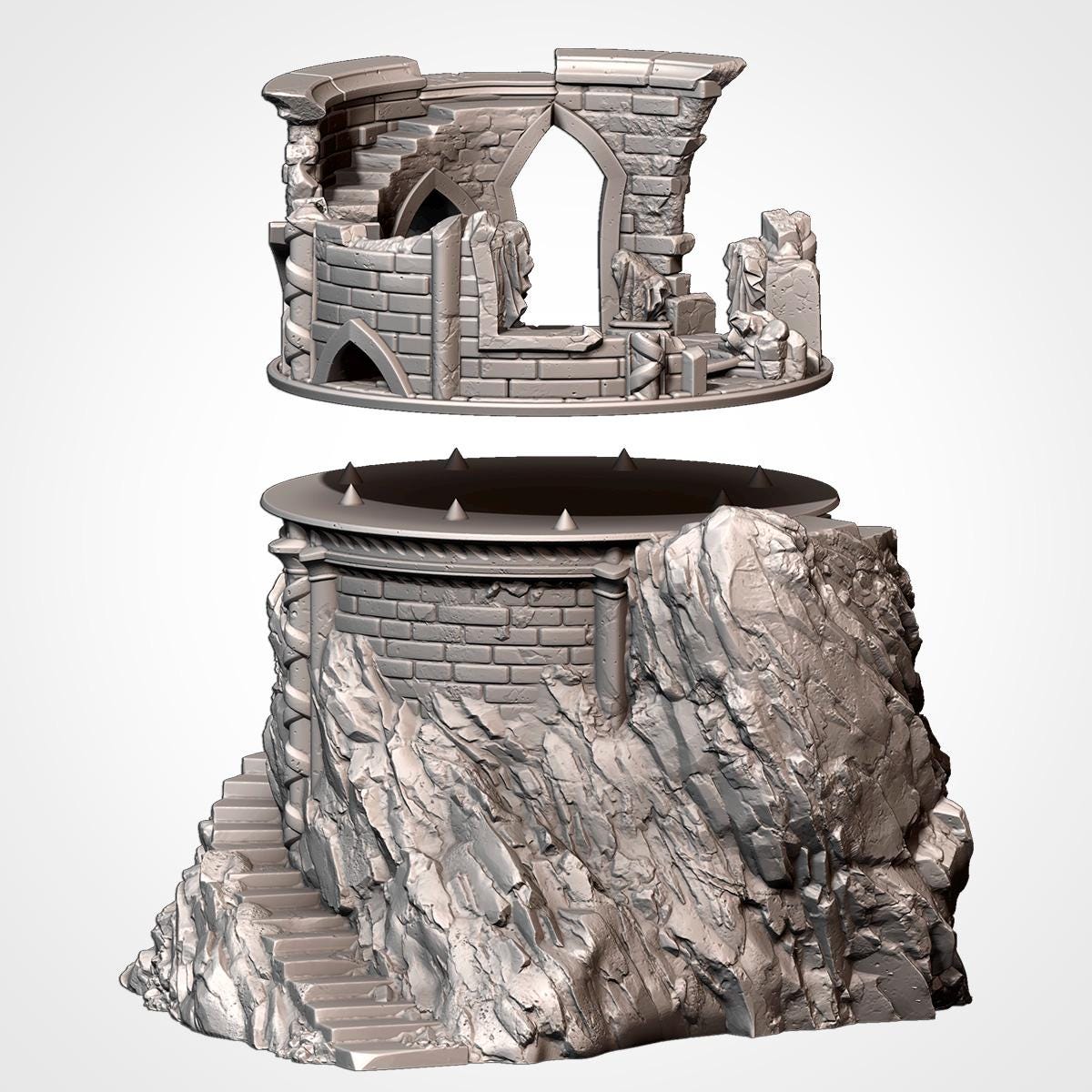 Modular RUINS on the MOUNTAIN by Txarli Factory Fantasy Terrain Ruined Castle Set, Perfect for Tabletop Wargames
