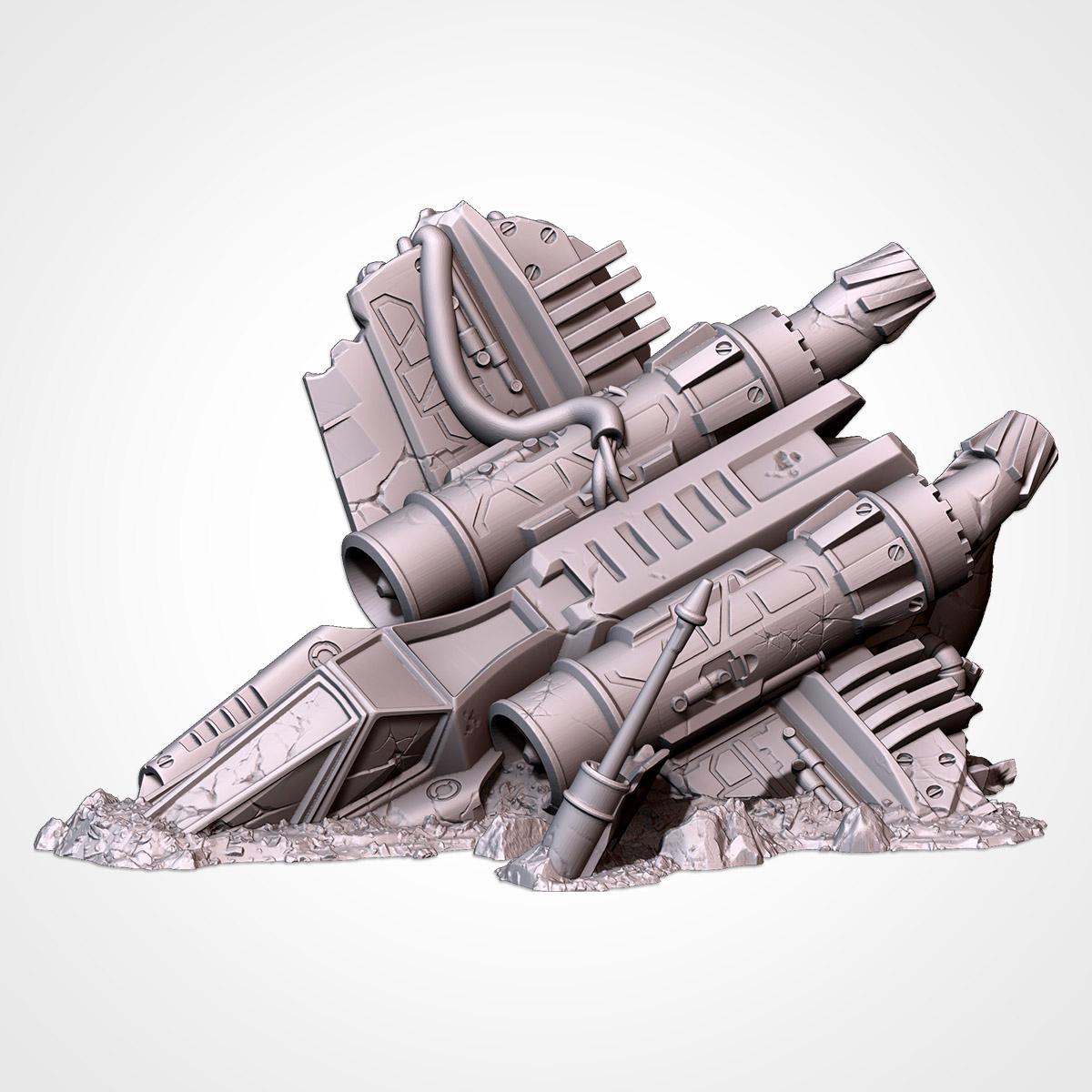 Modular CRASHED SPACESHIPS GW Txarli Factory Sci-Fi modular Wreckage Set, Perfect for Tabletop Wargames