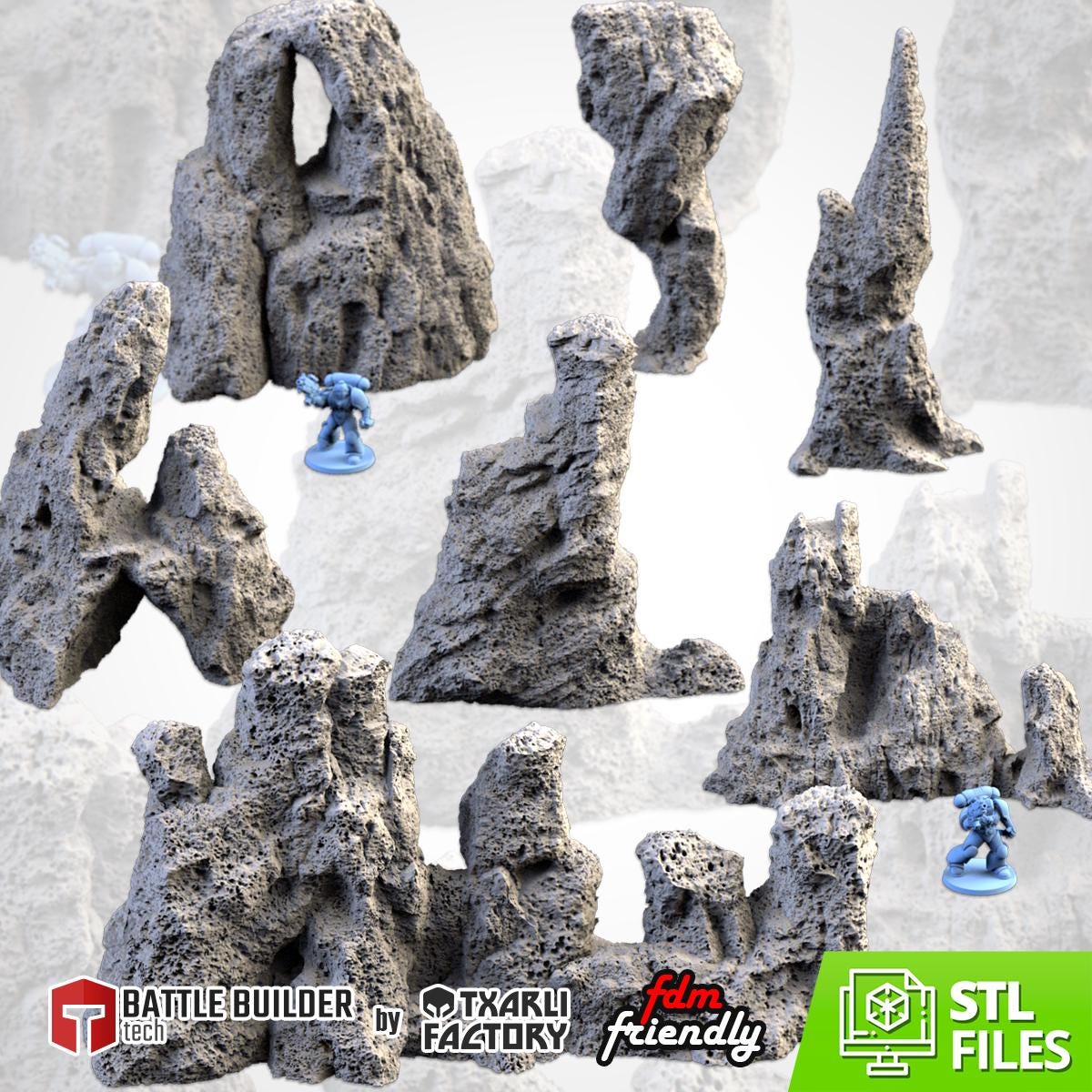 VOLCANIC ROCKS Modular Wargaming Hill Terrain by Txarli Factory for Tabletop Wargames