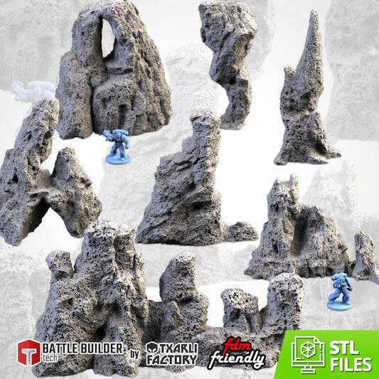 VOLCANIC ROCKS Modular Wargaming Hill Terrain by Txarli Factory for Tabletop Wargames