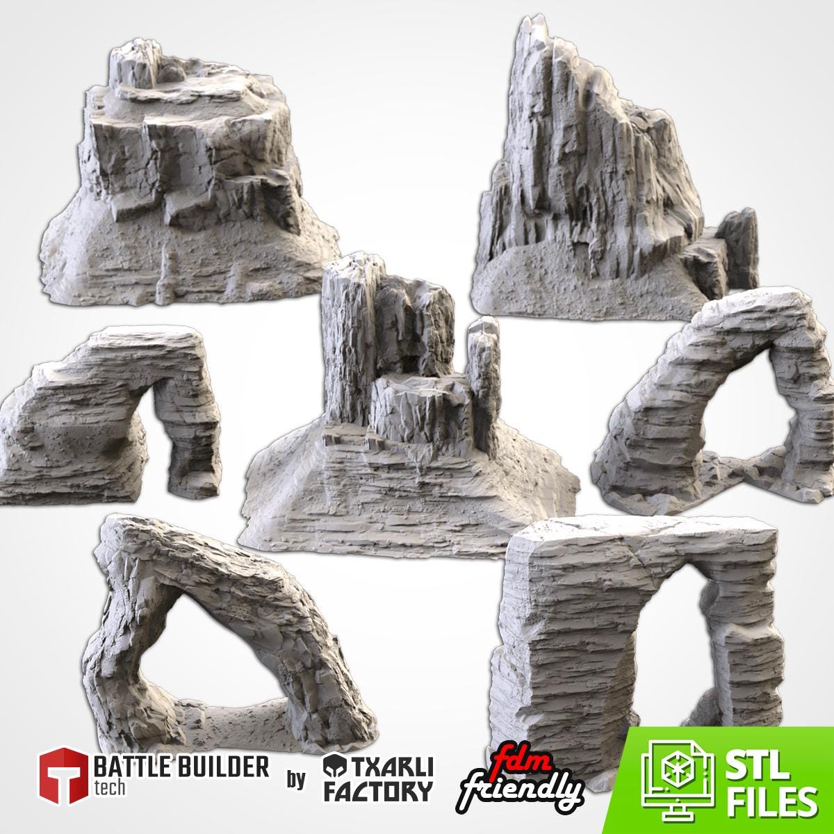 DESERT MOUNTAINS Modular Wargaming Scatter Terrain by Txarli Factory for Tabletop Wargames